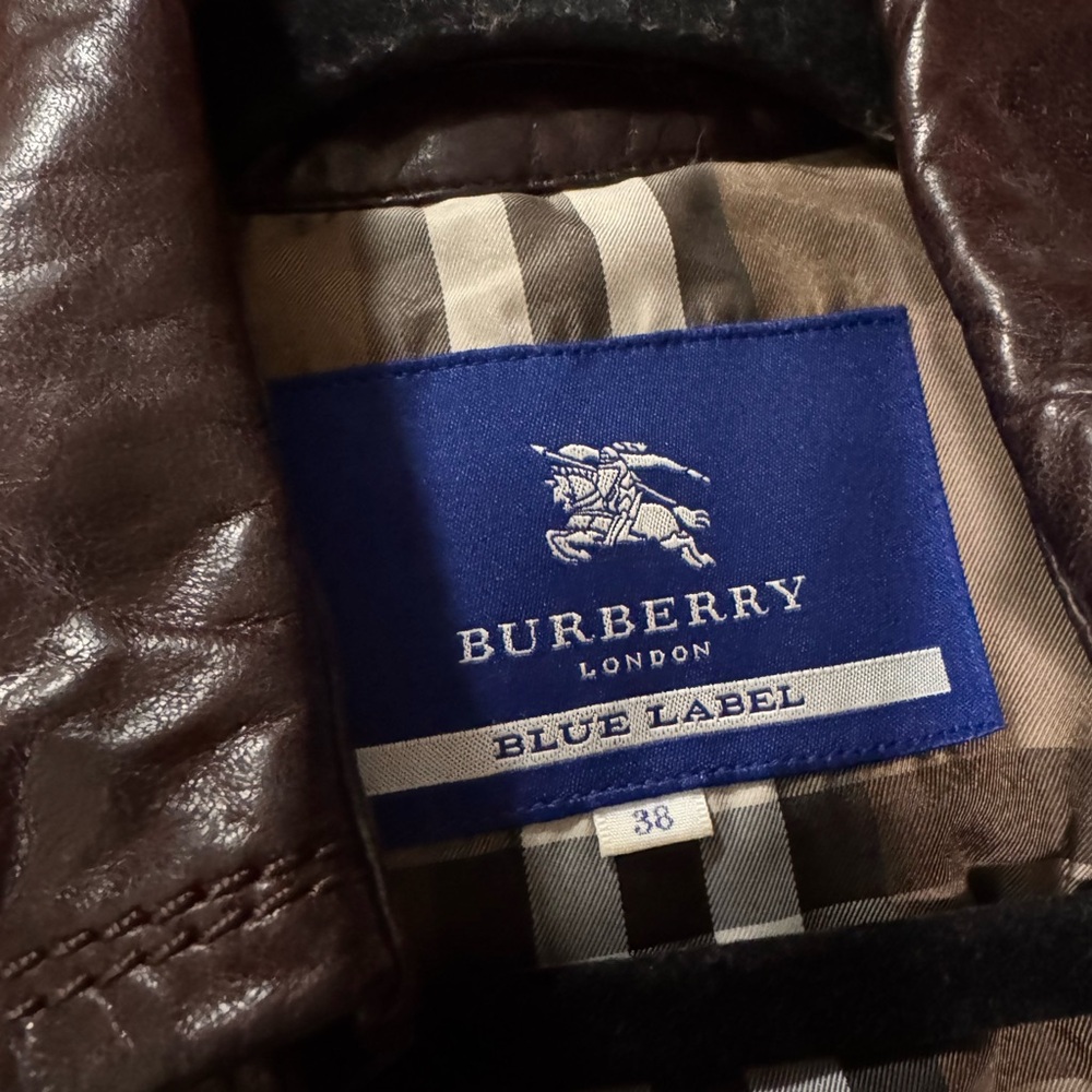 Burberry Burgundy Chocolate Brown Leather Trench Coat Size 38 (US 2) - Picture 2 of 6